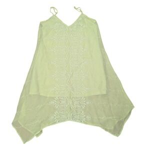 Heartsoul Dress Midi Embroidered Handkerchief Hem Sheer Fairy Boho Womens Medium